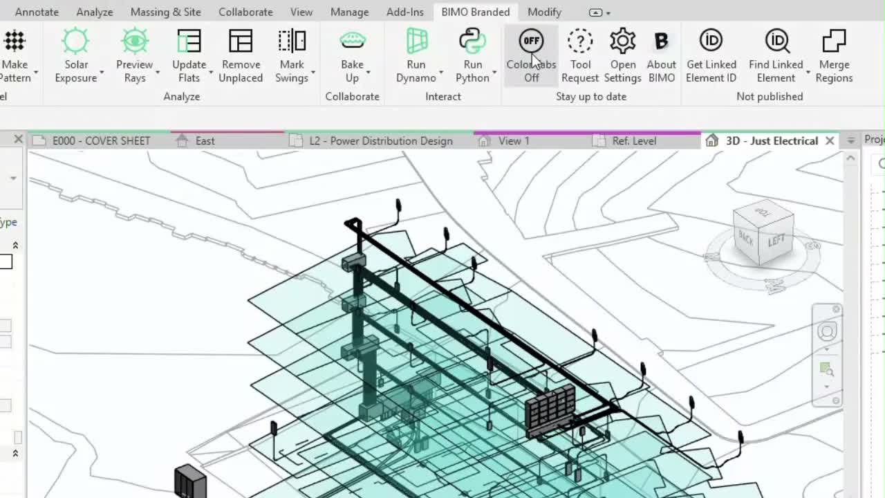See which project or family every open Revit tab belongs to at a glance. BIMO marks tabs from the same document with the same automatically assigned color.